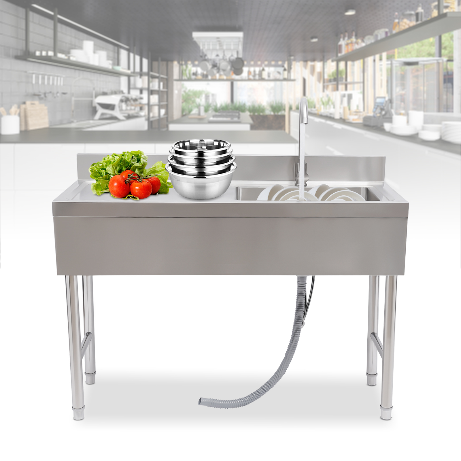 Commercial Kitchen Worktops - Kitchen sinks-Commercial Grade Sink: Spacious Worktop,