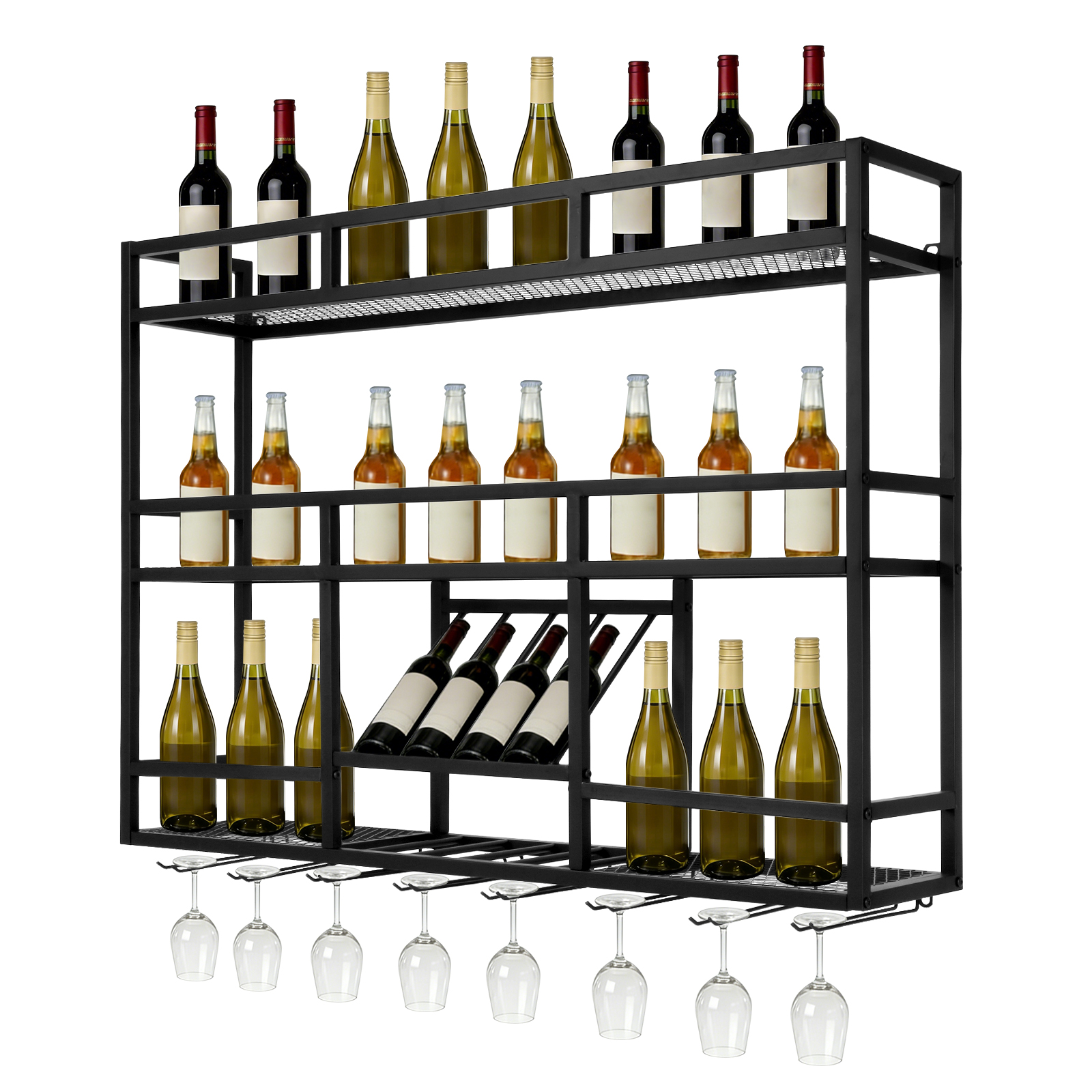 Wall Shelf Commercial Kitchen - 3 Tiers Wall Mounted Wine Rack