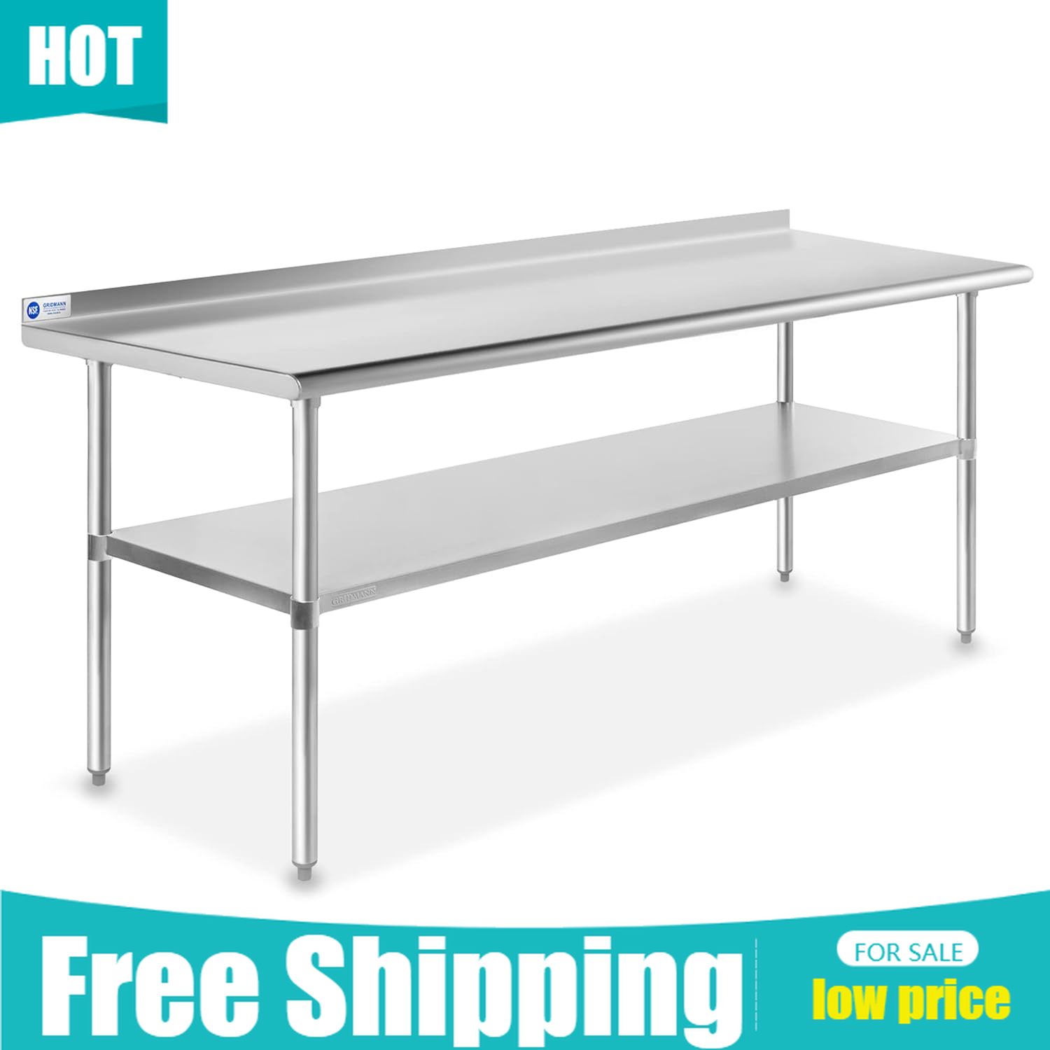 Commercial Kitchen Backsplash - Stainless Steel Kitchen Prep Table 72