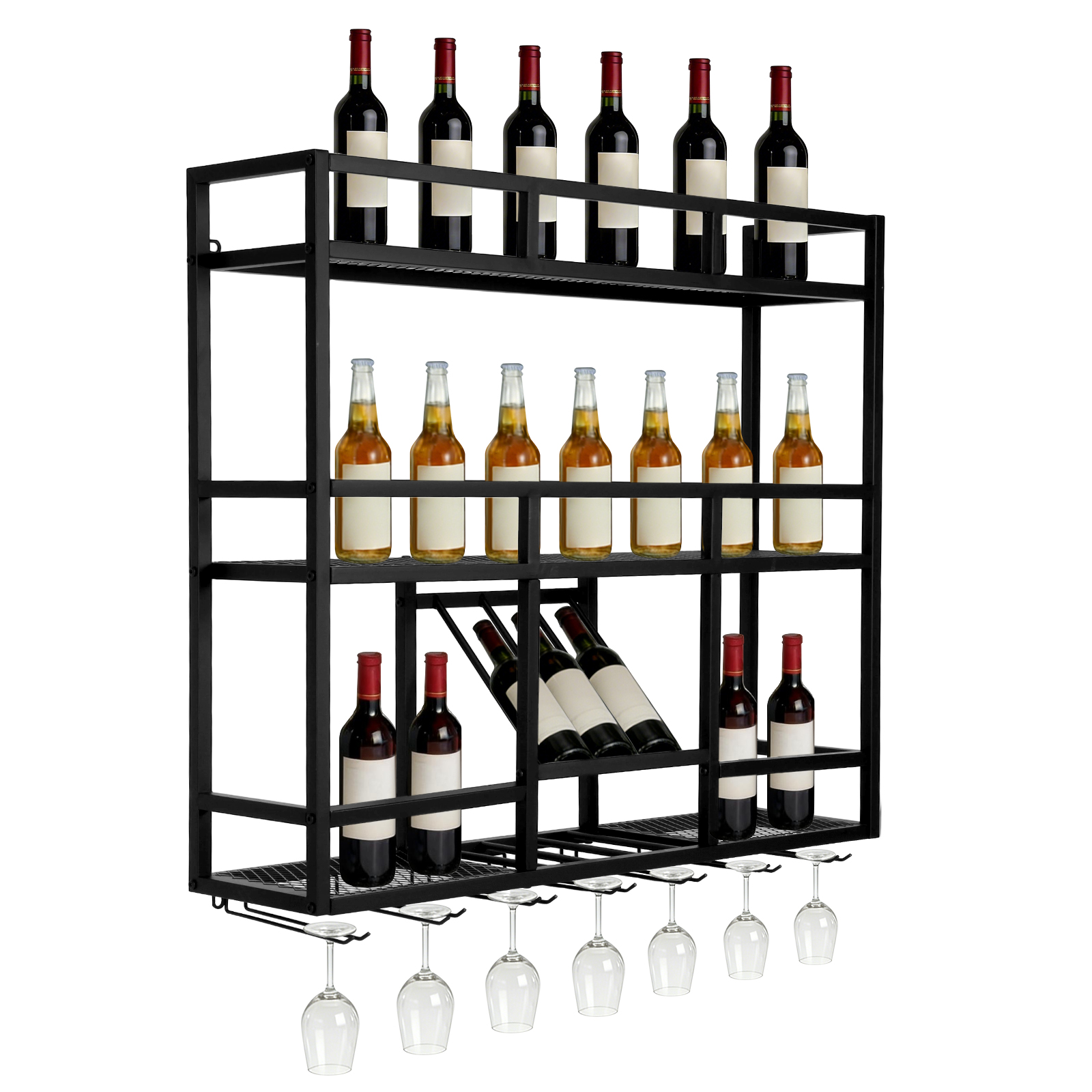 Wall Shelf Commercial Kitchen - 3 Tiers Wall Mounted Wine Rack