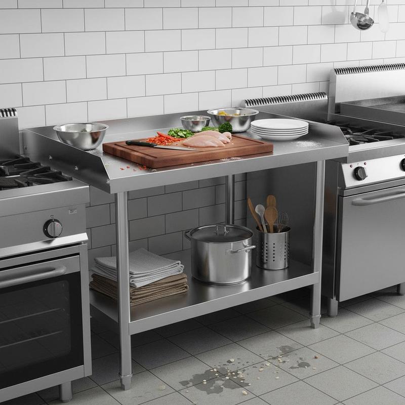 Commercial Kitchen Backsplash - Metal Preparation Station 24 x 24
