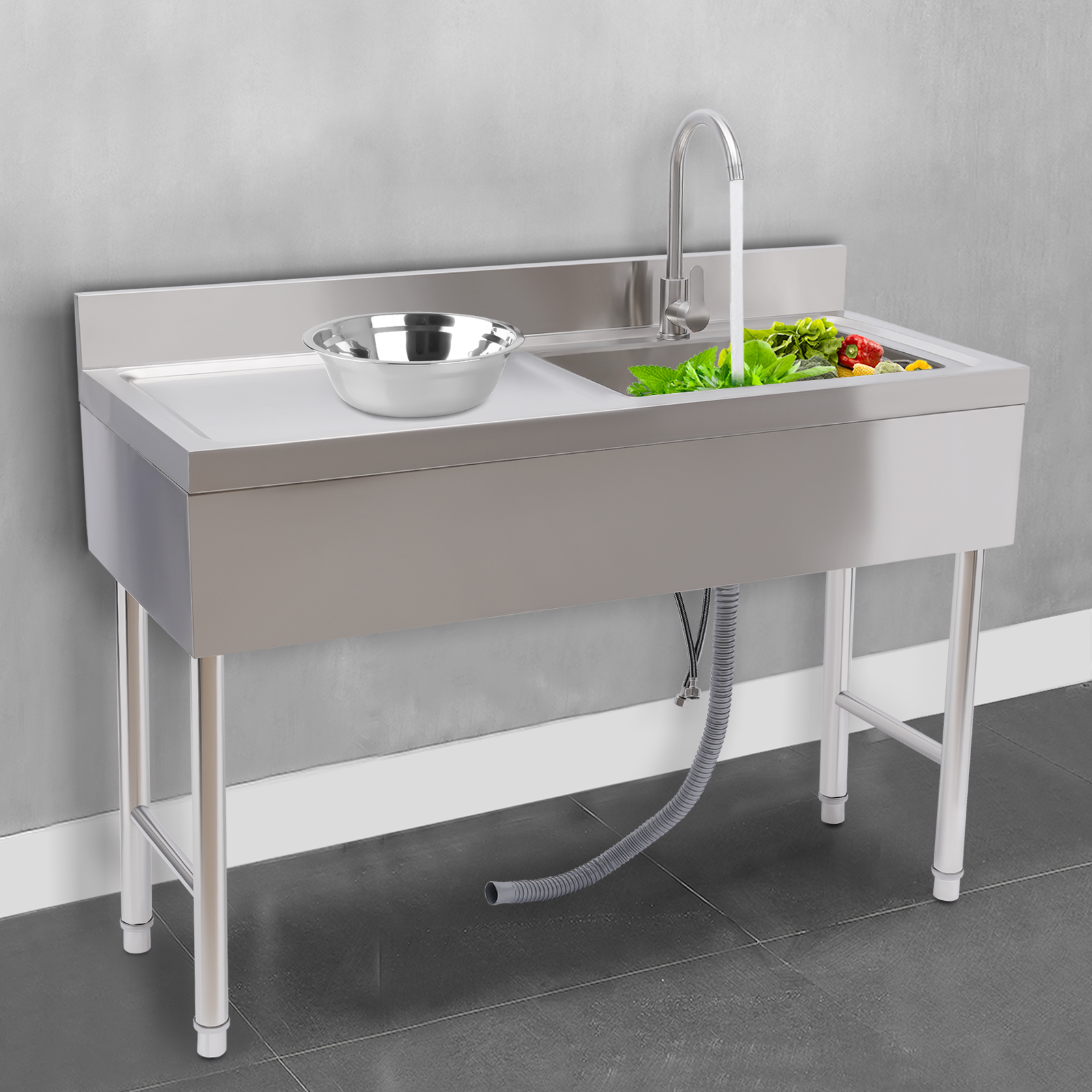 Commercial Kitchen Worktops - Durable Commercial Sink with Spacious Worktop: