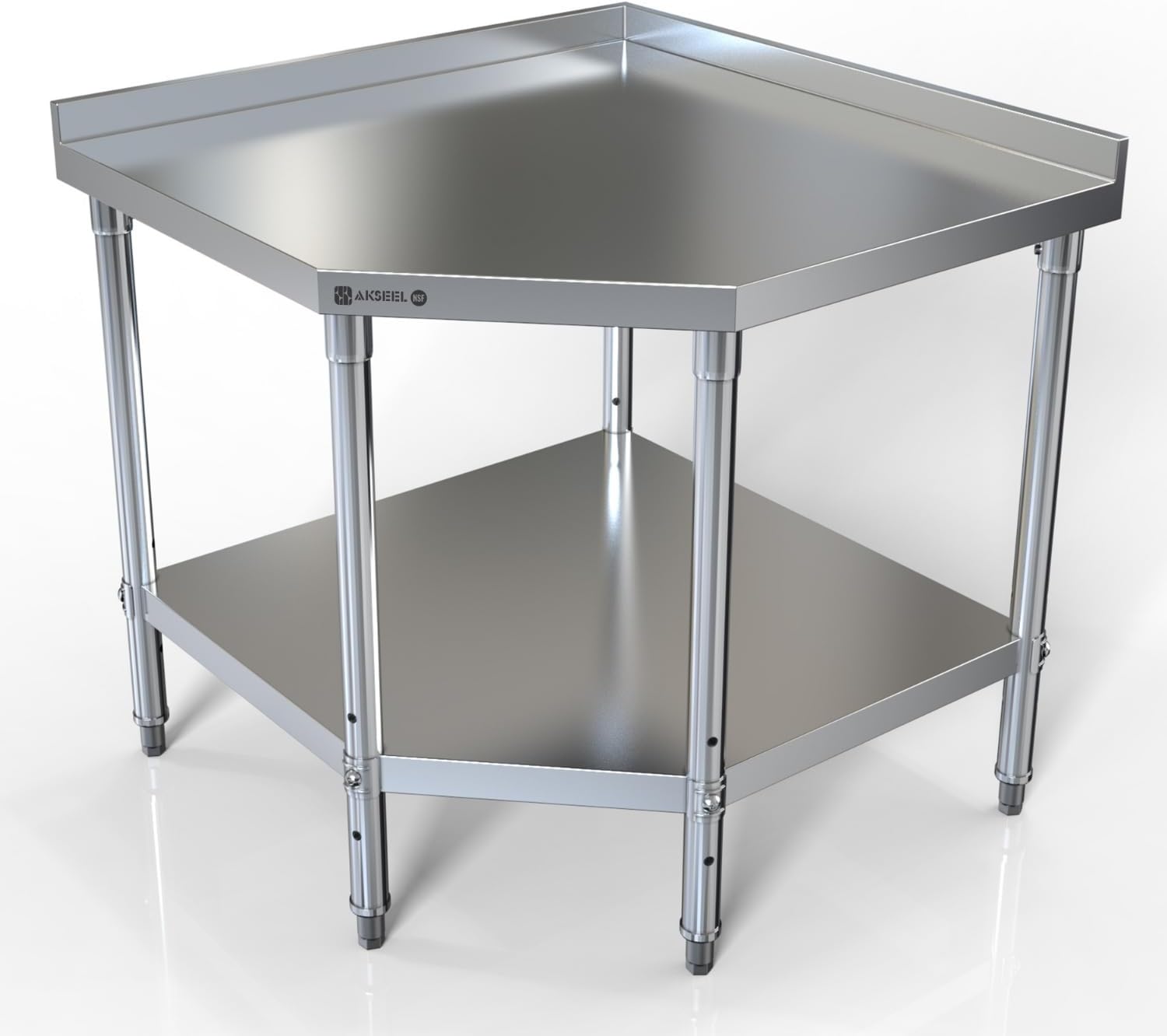 Commercial Kitchen Backsplash - Stainless Steel Corner Work Table Food