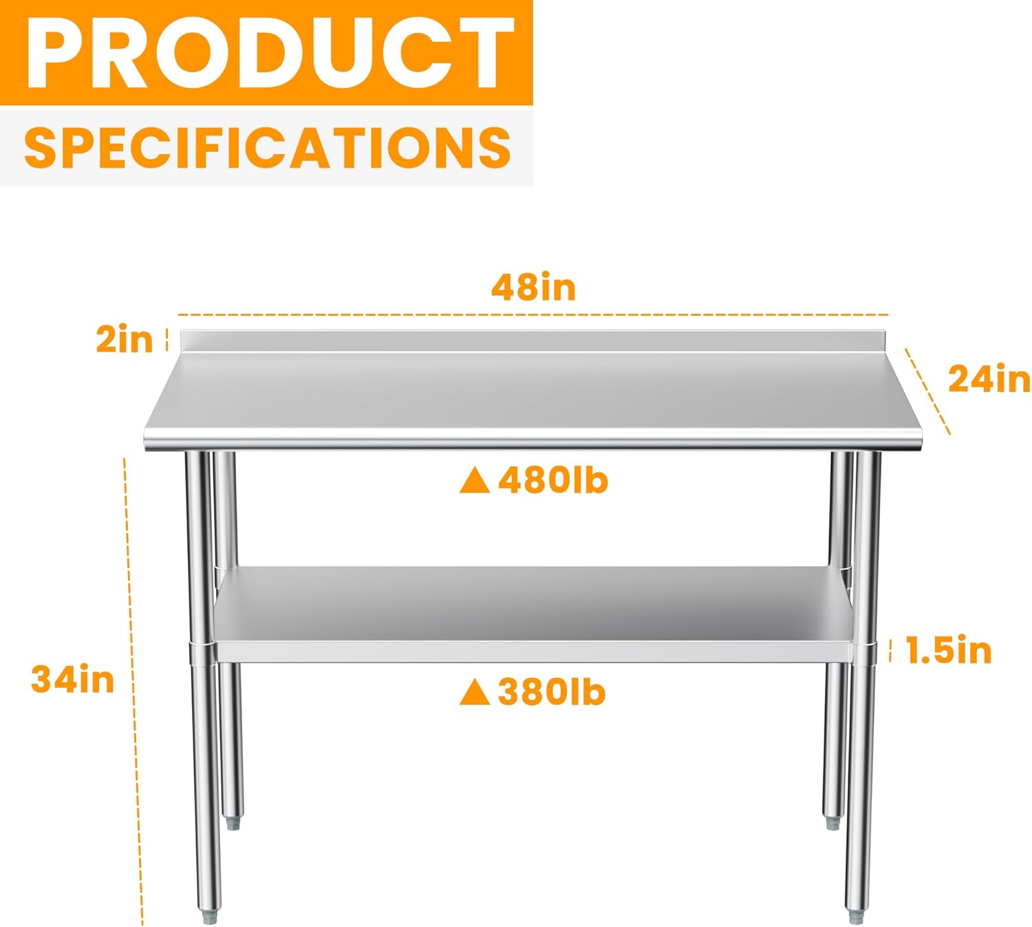 Stainless Steel Prep Table 24x – обзор и цена Commercial Kitchen Backsplash
