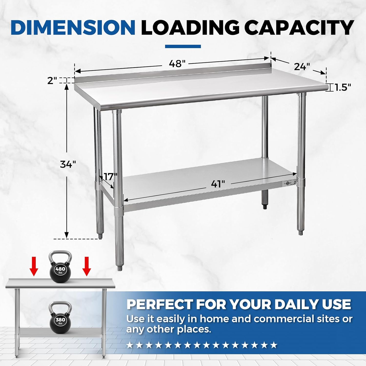 Stainless Steel Prep Table NSF – обзор и цена Commercial Kitchen Backsplash