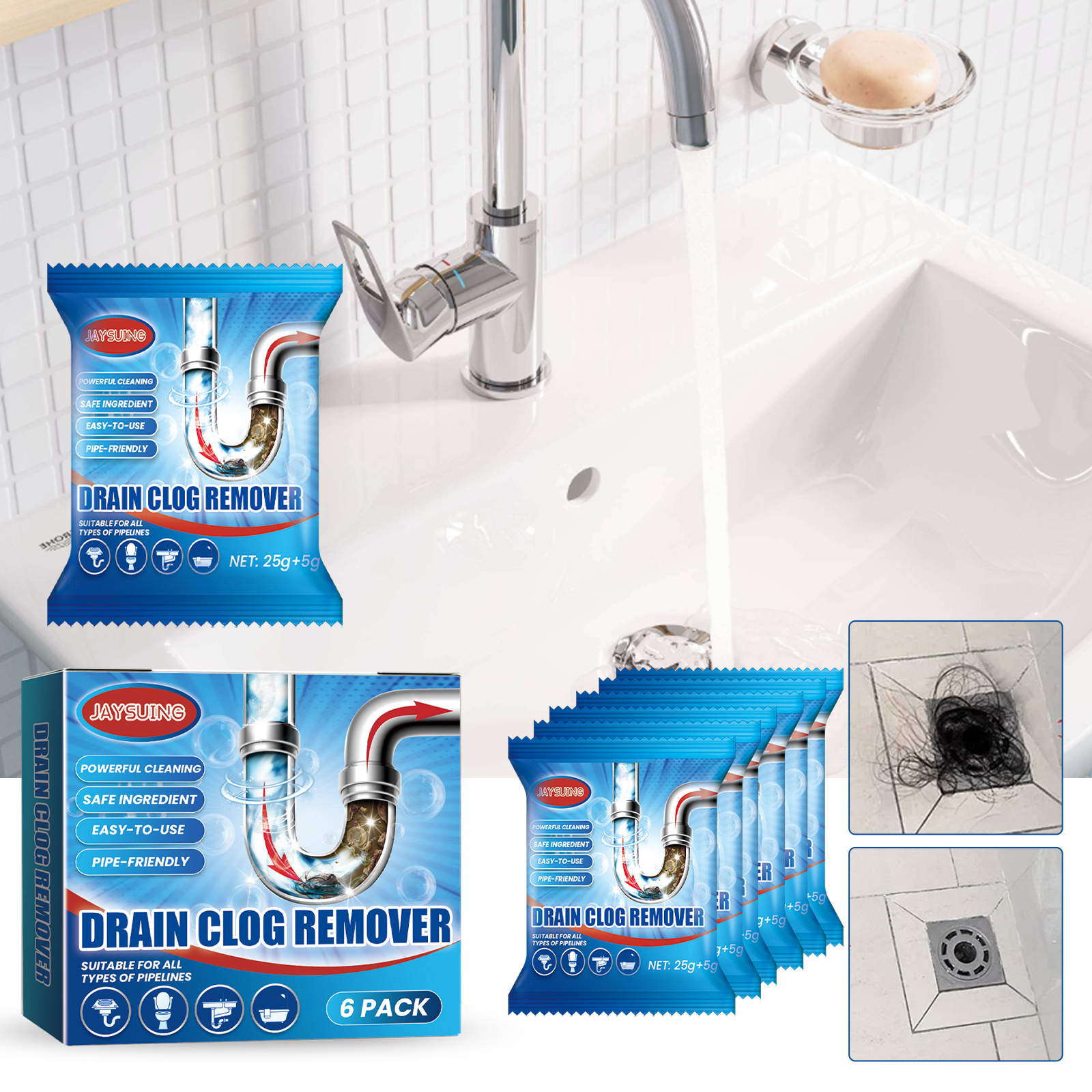 6 Pack 184g Fast Acting Drain  – обзор и цена Commercial Kitchen Grease Cleaner