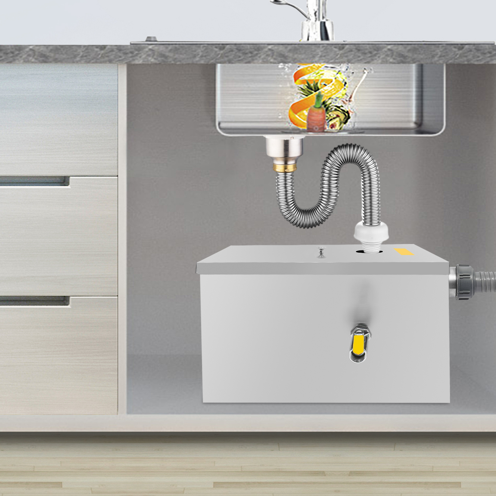 w/Drainage Pipe+Lid for Kitche – обзор и цена Commercial Kitchen Grease Trap