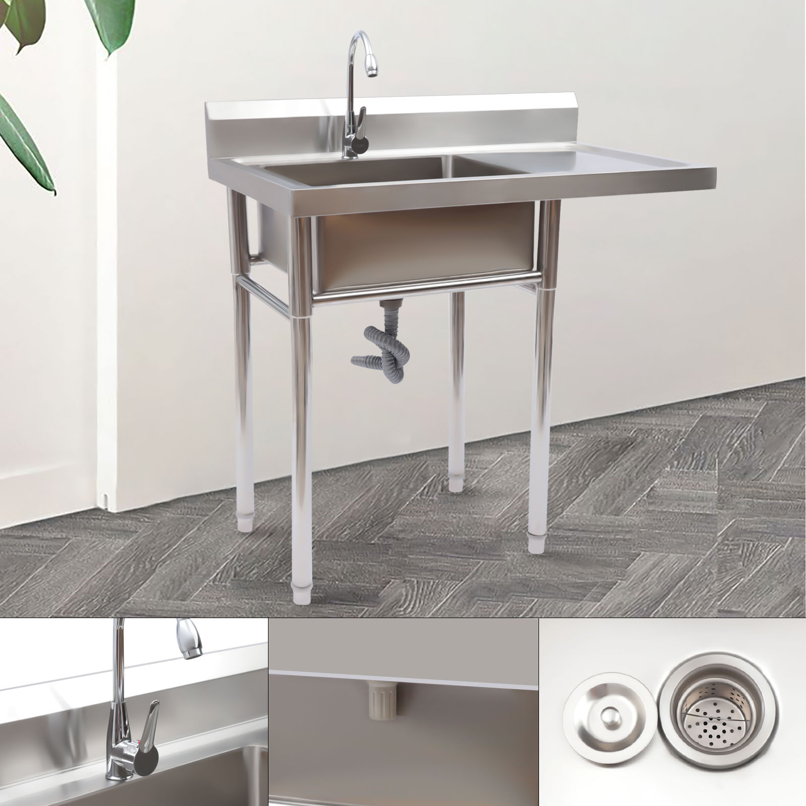 Stainless Steel Sink with Fauc – обзор и цена Commercial Kitchen Backsplash