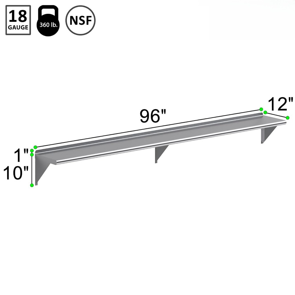 12x96in Stainless Steel Wall S – обзор и цена Wall Shelf Commercial Kitchen